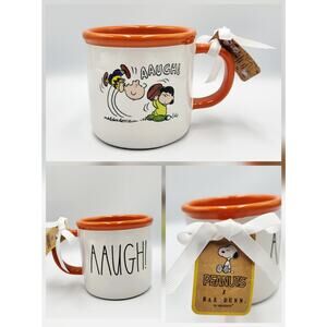 NWT Peanuts x Rae Dunn by Magenta "AAUGH" Football 20oz Mug Charlie Brown & Lucy